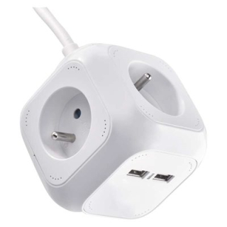 Prodlužovací přívod 4 zásuvky 1,9m + 2x zásuvka USB
