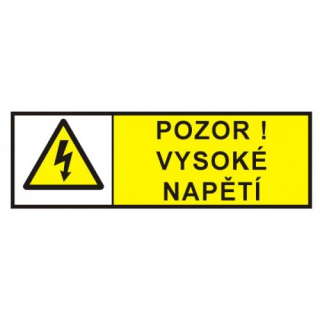 Samolepka POZOR VYSOKÉ NAPĚTÍ 6,5x2,5cm 0103A