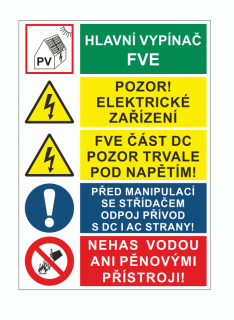 Samolepka SDRUŽENÁ TABULKA NA FVE A6 FVE08-33-01