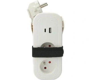 Prodlužovací přívod 2 zásuvky 1,5m + zásuvka USB A+C