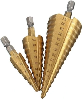 Sada vrtáků stupňovitých 4-12mm, 4-20mm, 4-32mm