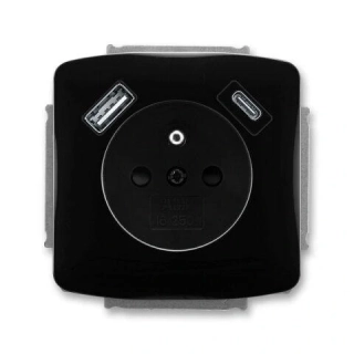 Zásuvka TANGO černá + 2xUSB zásuvka